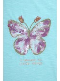 Girls\' T-shirt with a butterfly, mint NDZ8110 - Online store - Boutique